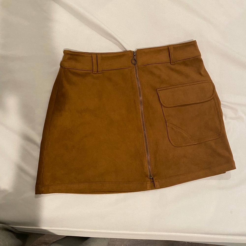 High rise suede skirt